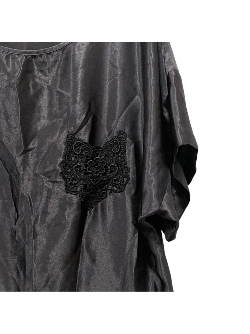 Vintage Women's Size Medium Californian Dynasty Satin Sleep Shirt Black - Picture 2 of 10